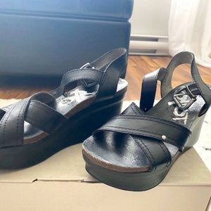 Black Wedge Strappy Heels